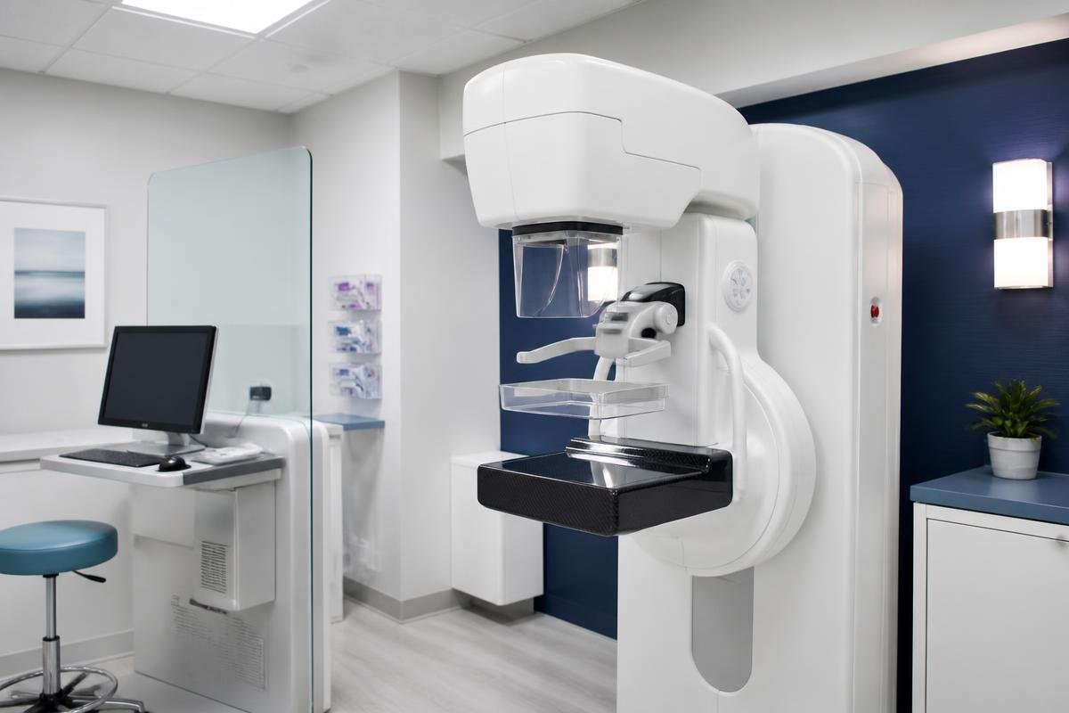 Modern digital mammography machine in a specialist imaging room
